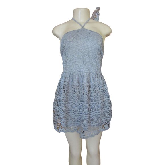 New w Tags, Tobi My Soul Gray Lace Halter Mini Dress in Sz Small - Picture 2 of 9